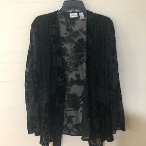 Chico's Silk Blend Sheer Floral Cheetah Kimono SZ 2
